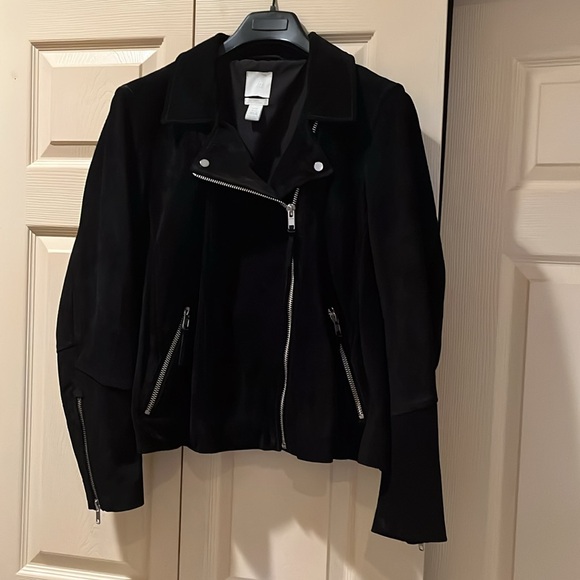 H&M Black Suede Biker Jacket, EUC - Picture 3 of 7